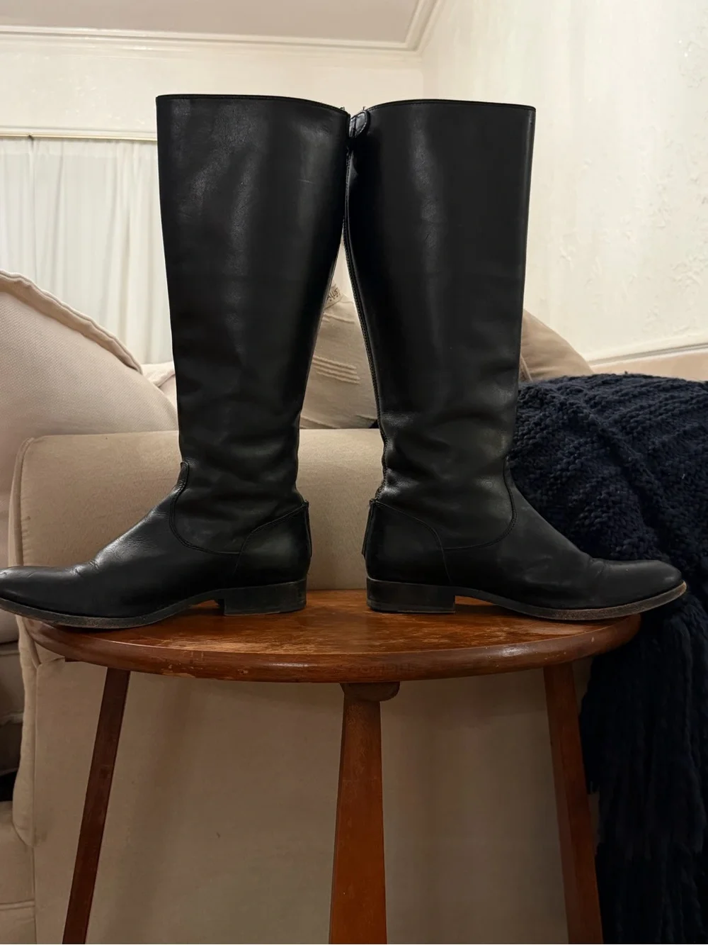 FRYE Melissa Button Black Tall Leather Riding Boots